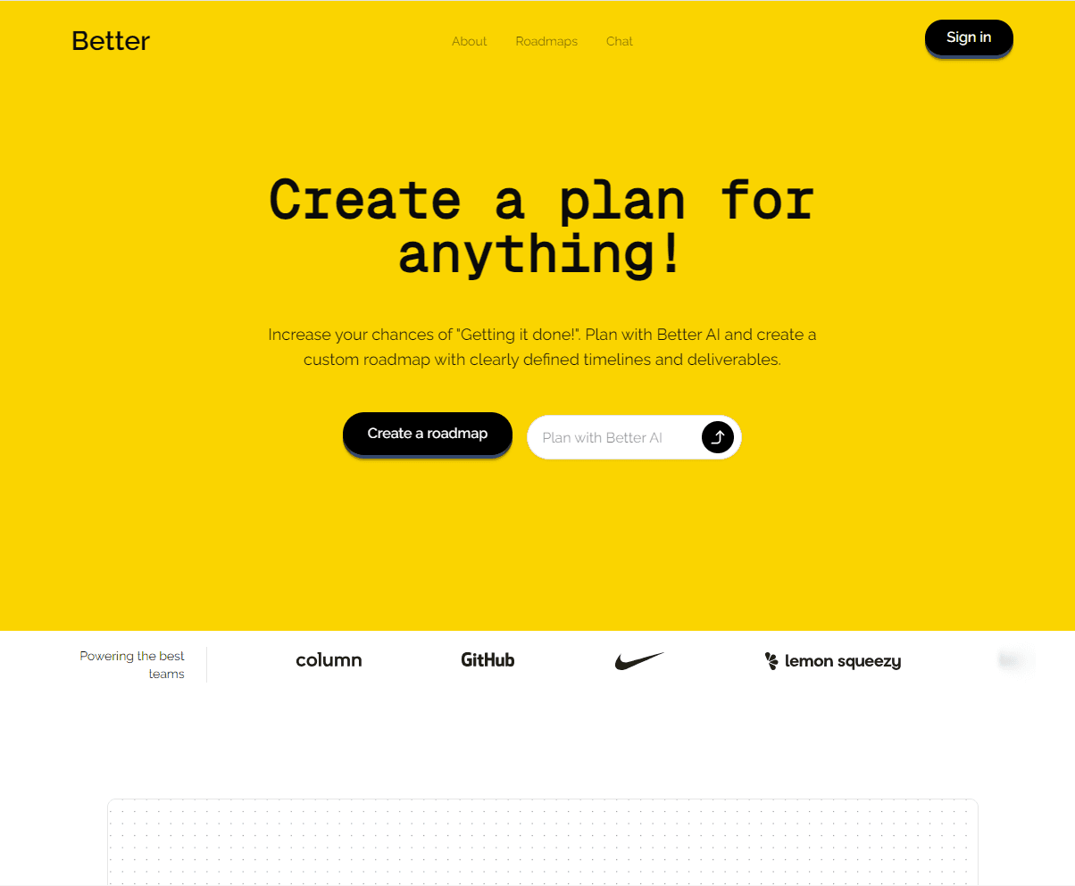 Better landing page